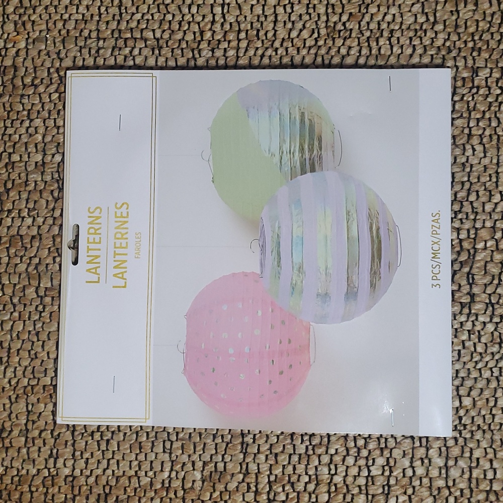 Pink, Green, and White Lantern Set